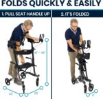 Vive Mobility Upright Walker with Seat - Stand Up Rollator - Image 5