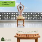 Premium 22" Teak Wood Shower Bench with Shelf - Image 3