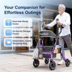 BlessReach Heavy Duty Upright Rollator Walker for Seniors with Seat - Image 2