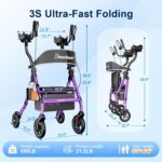 BlessReach Heavy Duty Upright Rollator Walker for Seniors with Seat - Image 4
