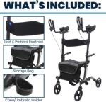 Vive Mobility Upright Walker with Seat - Stand Up Rollator - Image 2