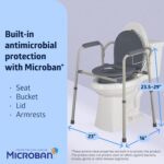 Medline 3-in-1 Steel Adjustable Bedside Commode w/ Microban Protection - Image 3
