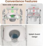 soundfuse Bedside Commode Toilet, Padded Seat and Backrest - Image 2