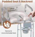 soundfuse Bedside Commode Toilet, Padded Seat and Backrest - Image 4