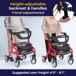 Drive Medical Nitro Sprint Rollator Walker with Seat, Standard Size - Image 5