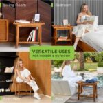 Premium 22" Teak Wood Shower Bench with Shelf - Image 2