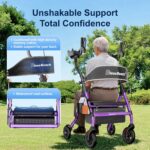 BlessReach Heavy Duty Upright Rollator Walker for Seniors with Seat - Image 3
