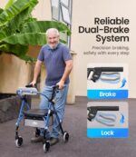 VOCIC Z11 Rollator Walker for Seniors with Seat, 380 LBS - Image 4