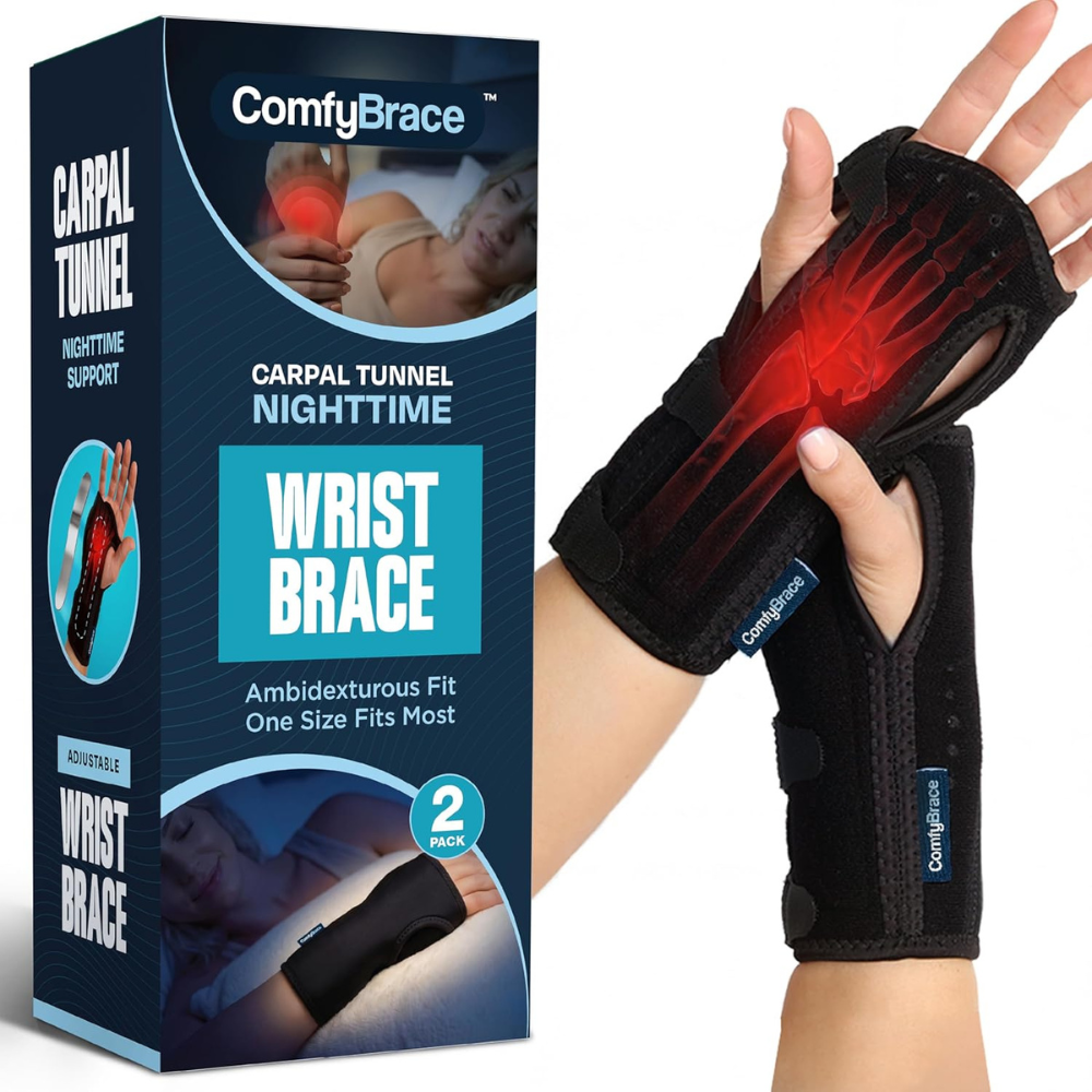 Untitled design - 2026-08-09T080330.633 ComfyBrace 2 PACK Nighttime Pain Relief Wrist Brace for Carpal Tunnel - Image 1
